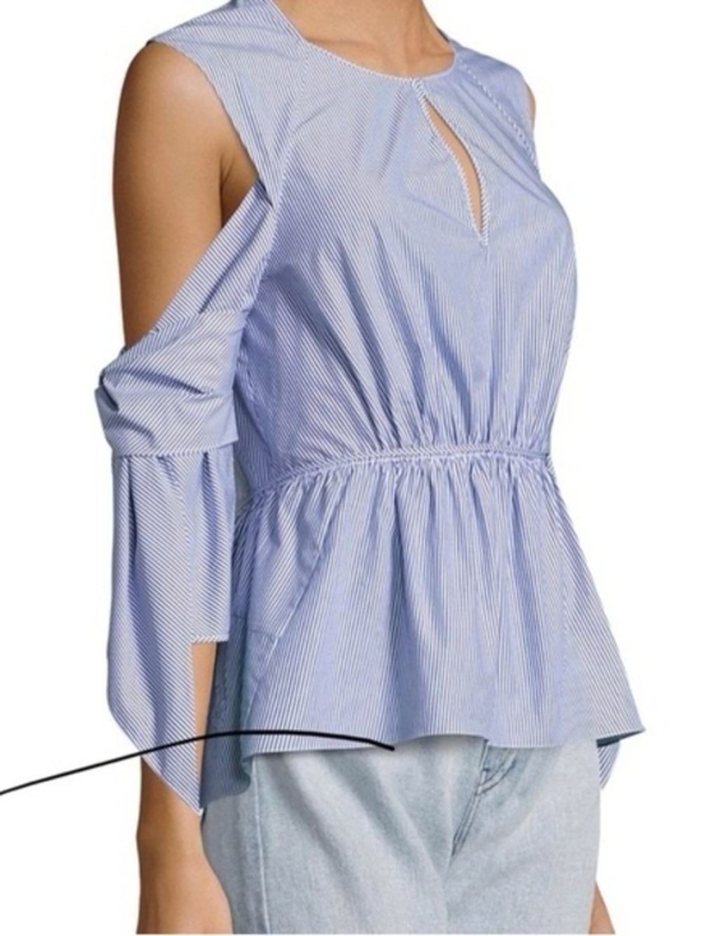3.1 Phillip Lim Light Blue Cold-Shoulder Peplum Top Size 8